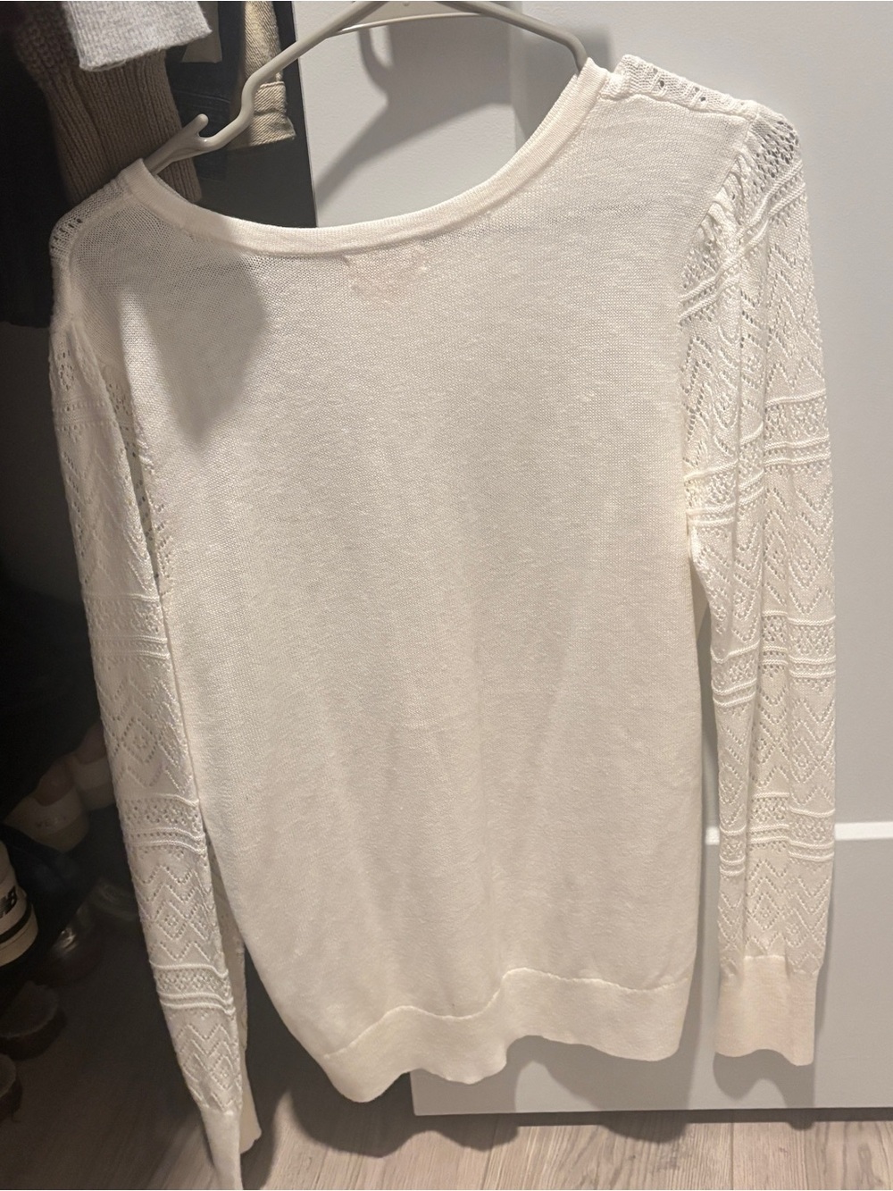 Style & Co. Cream Openwork Knit Scoop Neck Sweater - Picture 3 of 4
